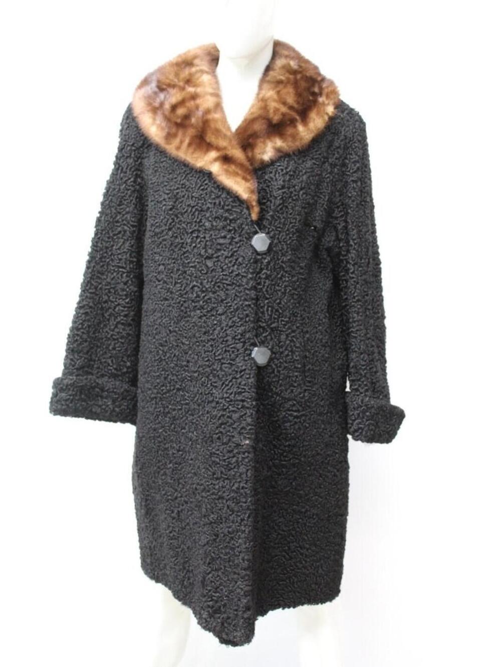 Scrap Item: Black Lamb Astrakhan & Mink Fur Coat Jacket